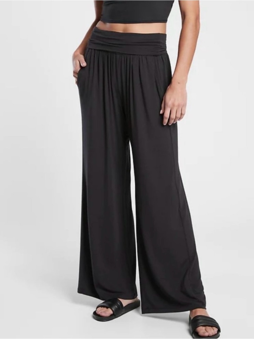 Wide Leg Black Lounge Pants